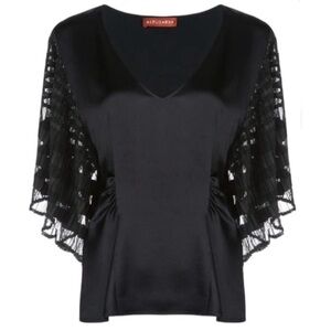 Altuzarra Brys Batwing Blouse in Black Sz 38 or US 6 Sheer Sleeves Elegant